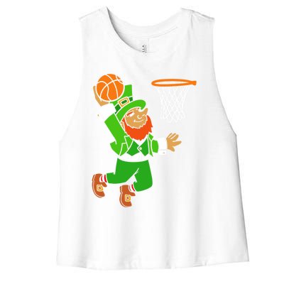 St Patrick's Day Leprechaun Basketball Dunk Sports Costume Gift Women's Racerback Cropped Tank