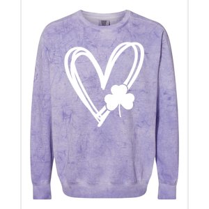 St Patrick's Day Clover Heart Colorblast Crewneck Sweatshirt