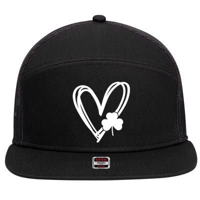 St Patrick's Day Clover Heart 7 Panel Mesh Trucker Snapback Hat