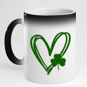 St Patrick's Day Clover Heart 11oz Black Color Changing Mug