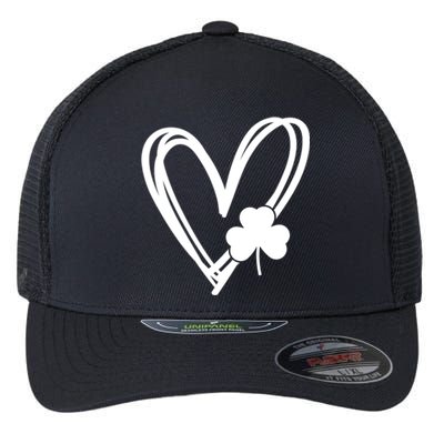 St Patrick's Day Clover Heart Flexfit Unipanel Trucker Cap