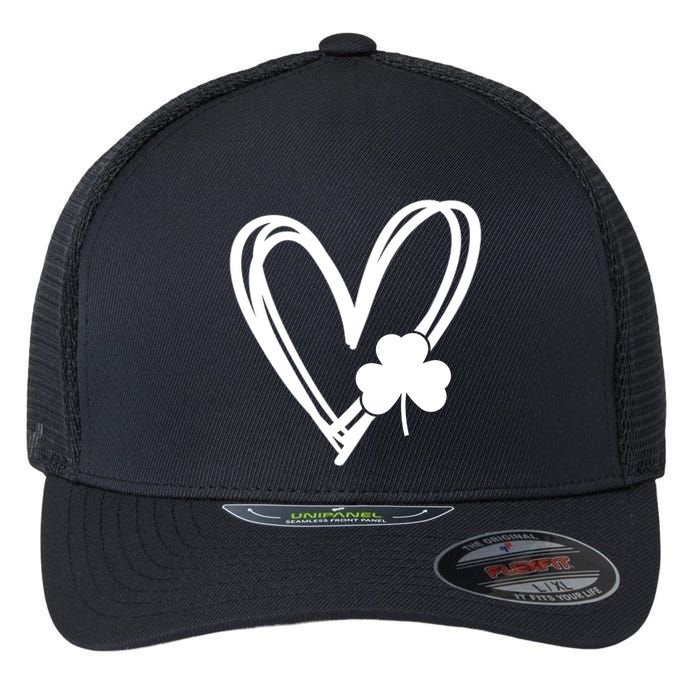 St Patrick's Day Clover Heart Flexfit Unipanel Trucker Cap