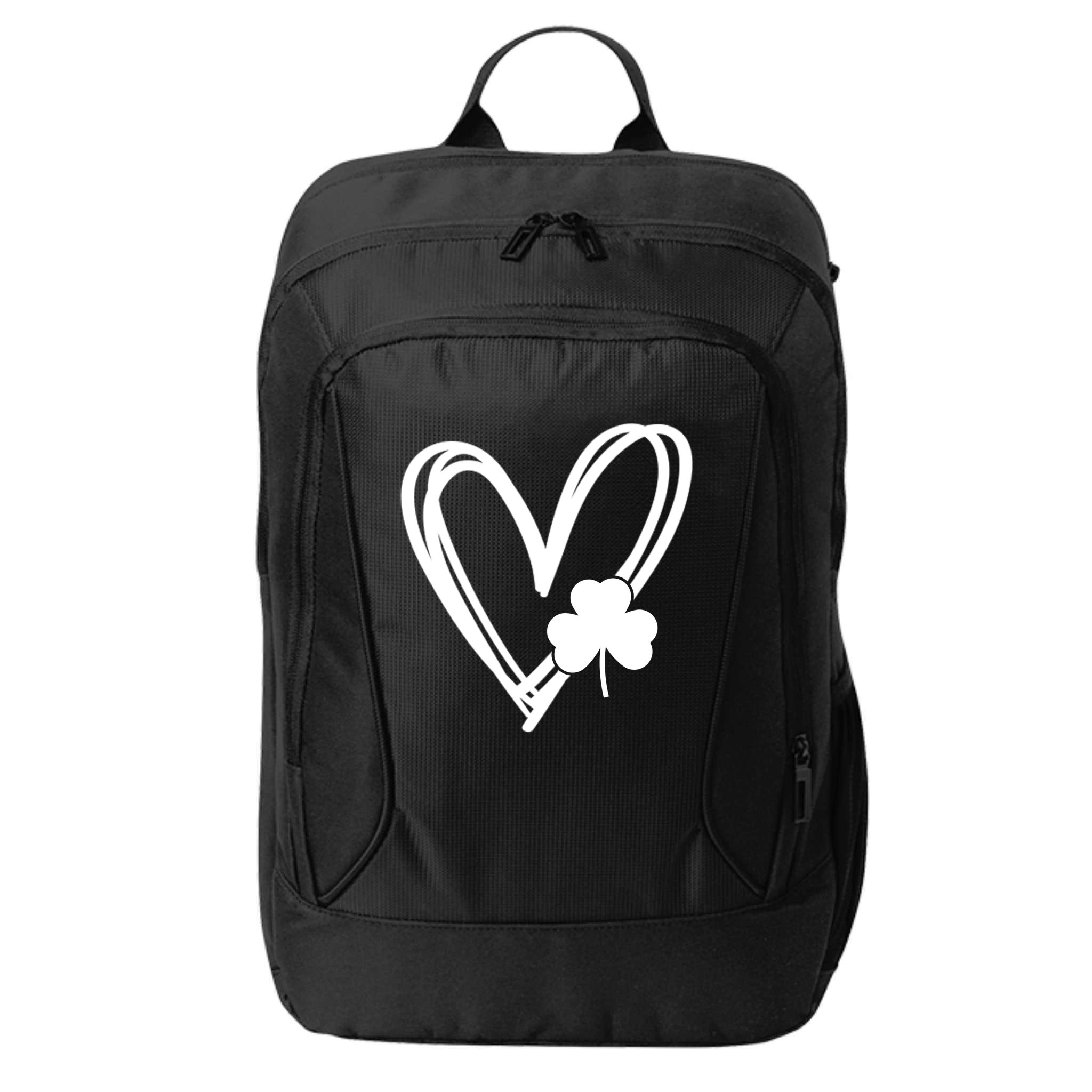 St Patrick's Day Clover Heart City Backpack