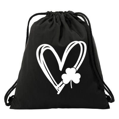 St Patrick's Day Clover Heart Drawstring Bag