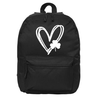 St Patrick's Day Clover Heart 16 in Basic Backpack