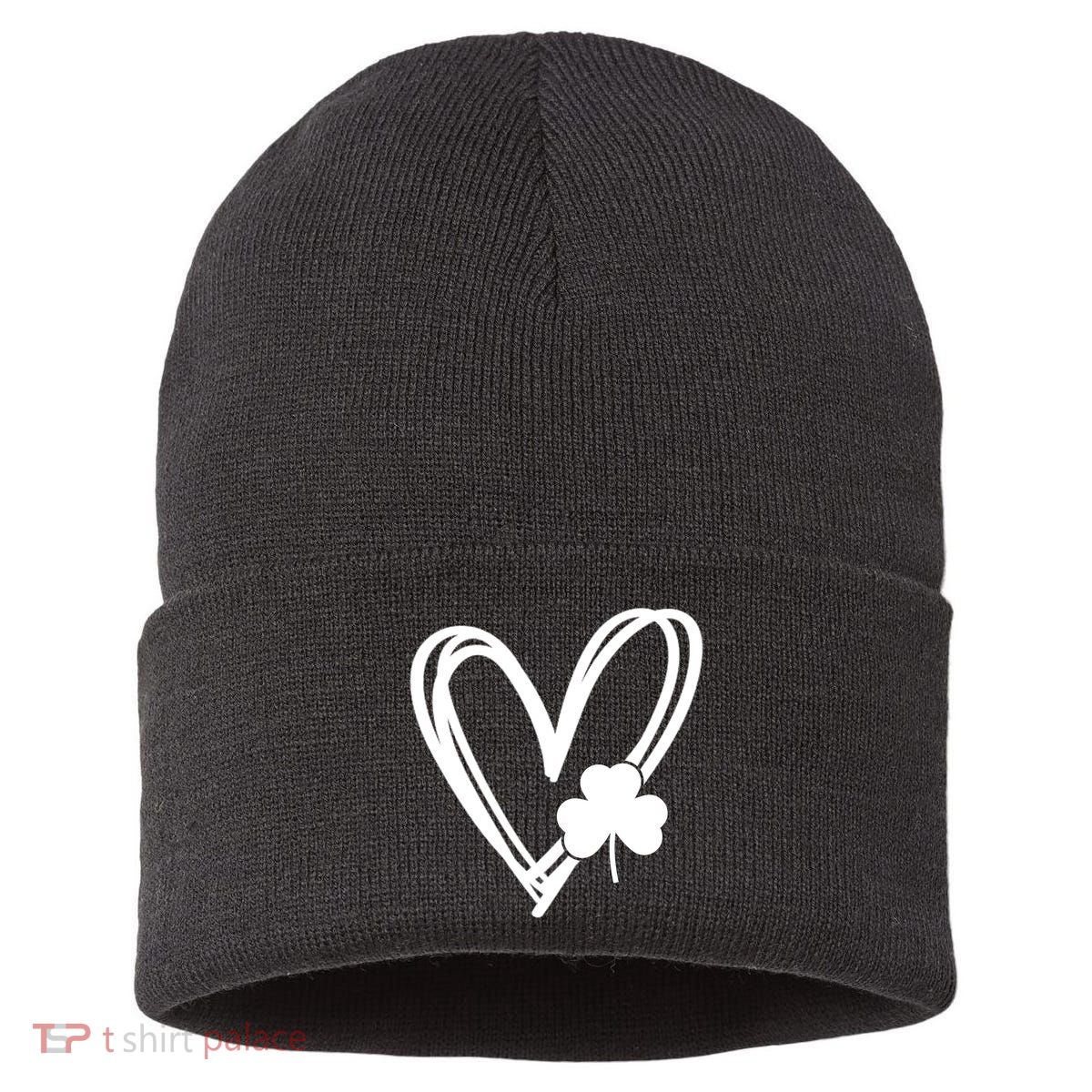 St Patrick's Day Clover Heart Sustainable Knit Beanie