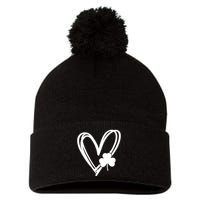 St Patrick's Day Clover Heart Pom Pom 12in Knit Beanie