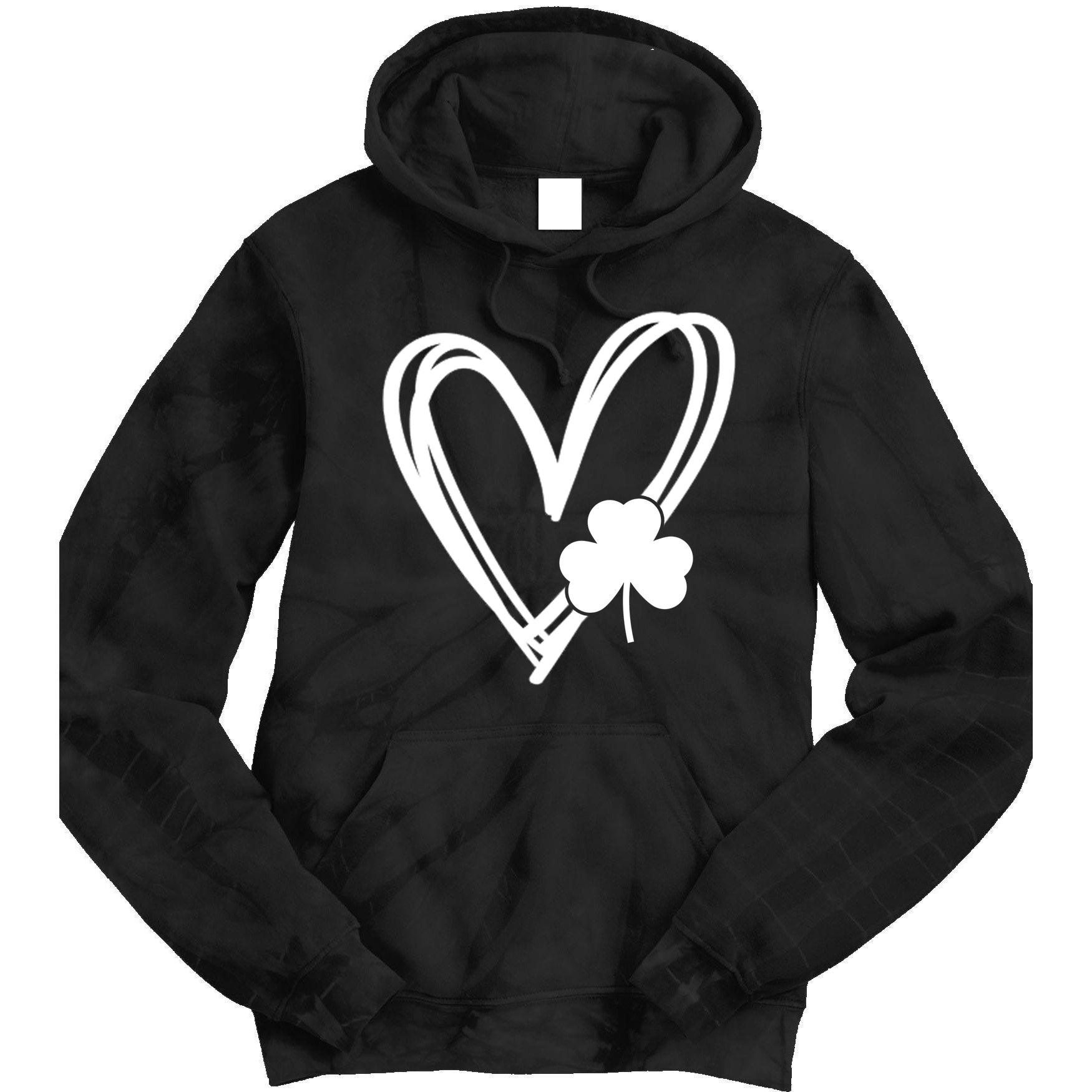 St Patrick's Day Clover Heart Tie Dye Hoodie
