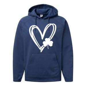 St Patrick's Day Clover Heart Performance Fleece Hoodie