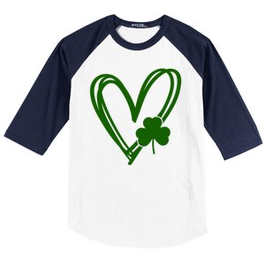 St Patrick's Day Clover Heart Baseball Sleeve Shirt