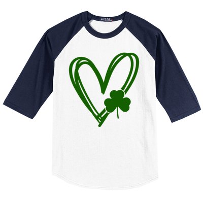 St Patrick's Day Clover Heart Baseball Sleeve Shirt