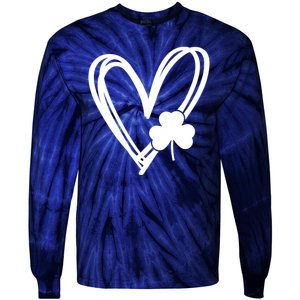 St Patrick's Day Clover Heart Tie-Dye Long Sleeve Shirt