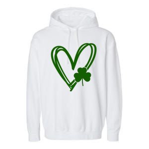 St Patrick's Day Clover Heart Garment-Dyed Fleece Hoodie