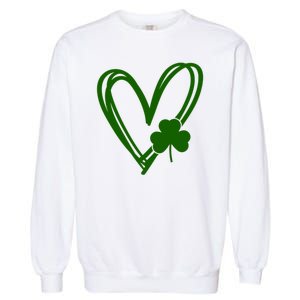 St Patrick's Day Clover Heart Garment-Dyed Sweatshirt