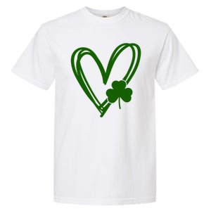 St Patrick's Day Clover Heart Garment-Dyed Heavyweight T-Shirt