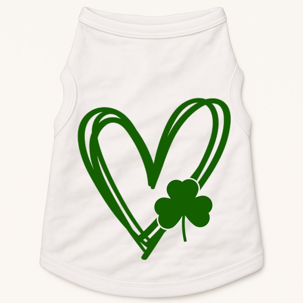St Patrick's Day Clover Heart Doggie Tank
