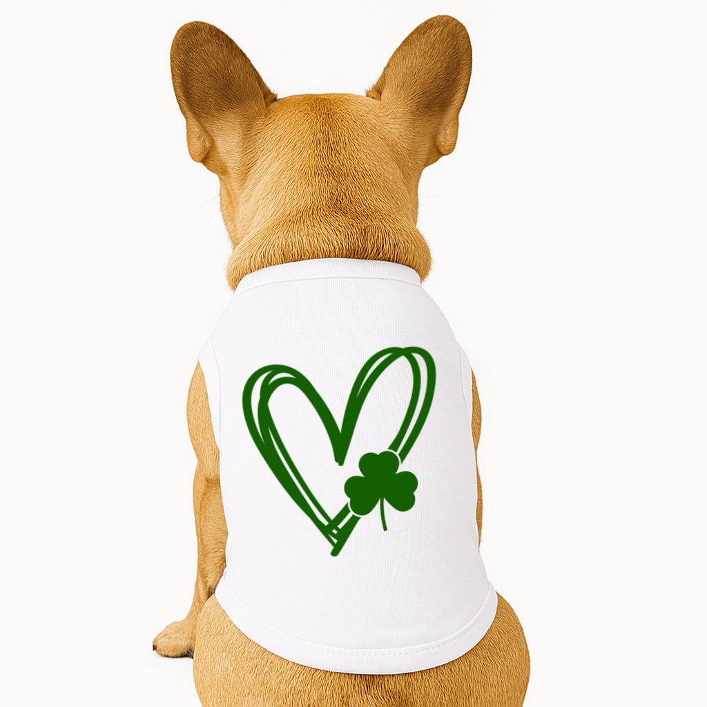 St Patrick's Day Clover Heart Doggie Tank