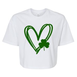 St Patrick's Day Clover Heart Bella+Canvas Jersey Crop Tee