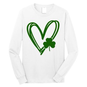 St Patrick's Day Clover Heart Long Sleeve Shirt