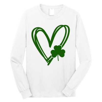 St Patrick's Day Clover Heart Long Sleeve Shirt