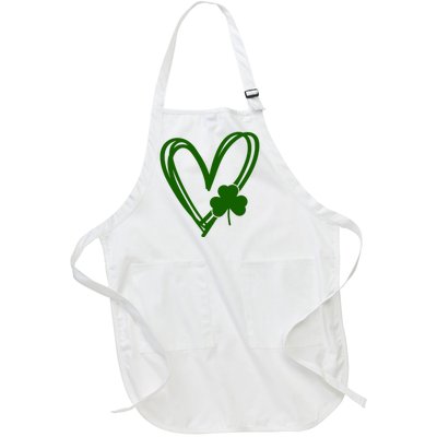 St Patrick's Day Clover Heart Full-Length Apron With Pockets