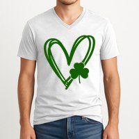 St Patrick's Day Clover Heart V-Neck T-Shirt