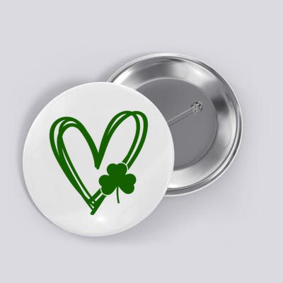 St Patrick's Day Clover Heart Button