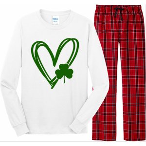 St Patrick's Day Clover Heart Long Sleeve Pajama Set