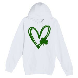 St Patrick's Day Clover Heart Premium Pullover Hoodie