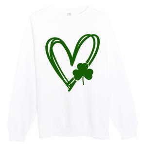 St Patrick's Day Clover Heart Premium Crewneck Sweatshirt