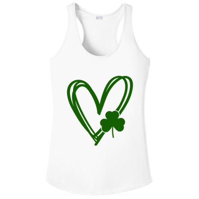 St Patrick's Day Clover Heart Ladies PosiCharge Competitor Racerback Tank