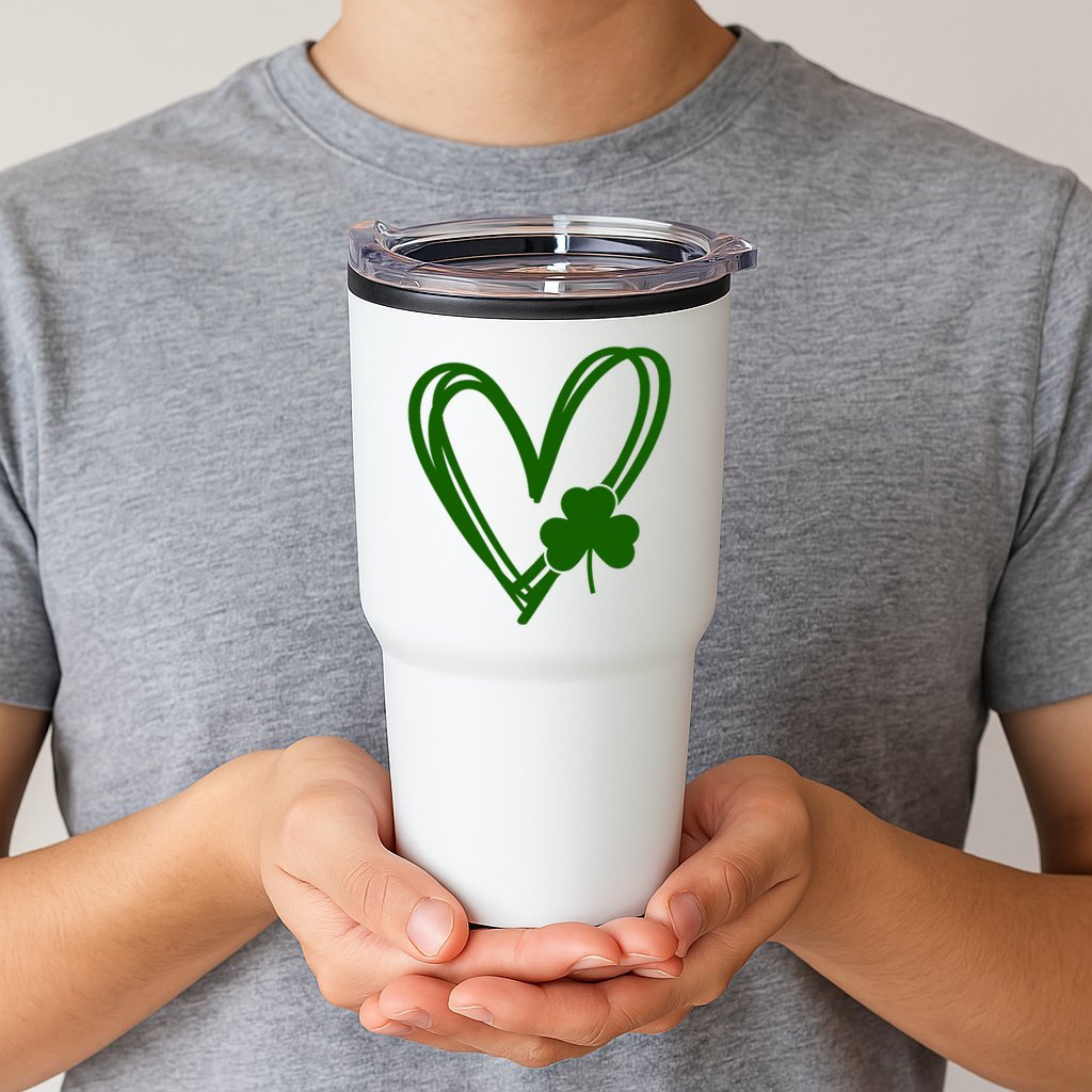 St Patrick's Day Clover Heart Tumbler