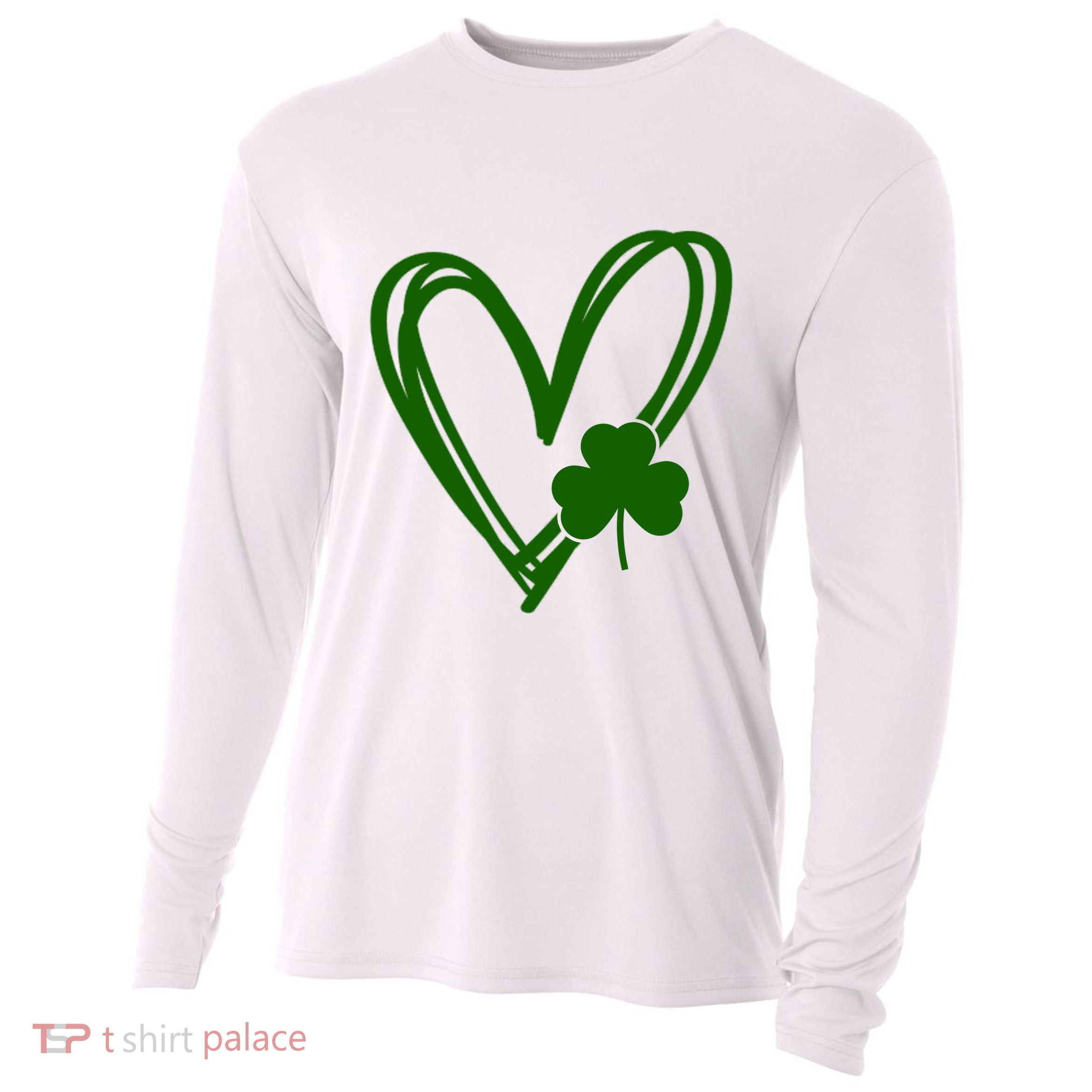 St Patrick's Day Clover Heart Cooling Performance Long Sleeve Crew