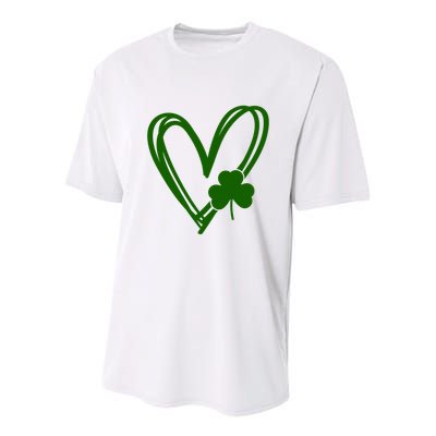 St Patrick's Day Clover Heart Youth Performance Sprint T-Shirt