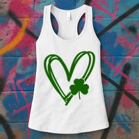 St Patrick's Day Clover Heart Womens Tank Top