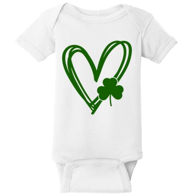 St Patrick's Day Clover Heart Baby Bodysuit