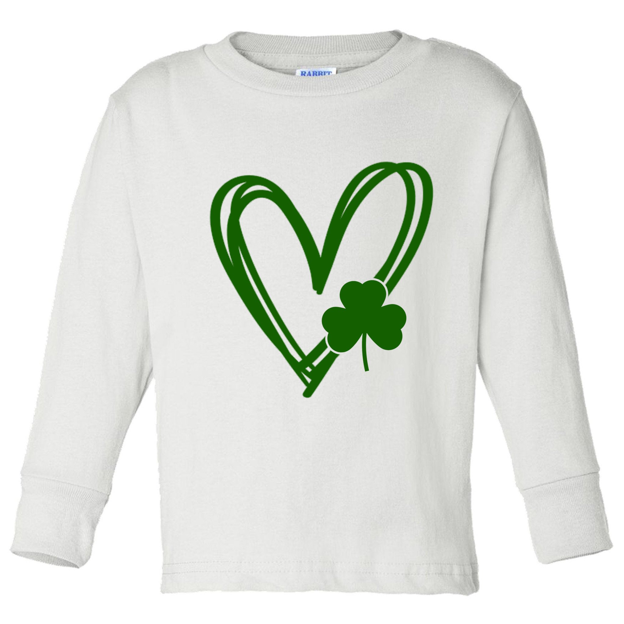 St Patrick's Day Clover Heart Toddler Long Sleeve Shirt
