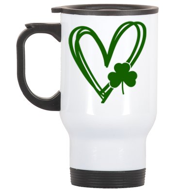 St Patrick's Day Clover Heart Stainless Steel Travel Mug