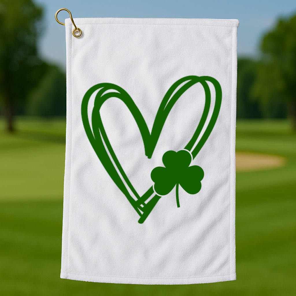 St Patrick's Day Clover Heart Golf Towel