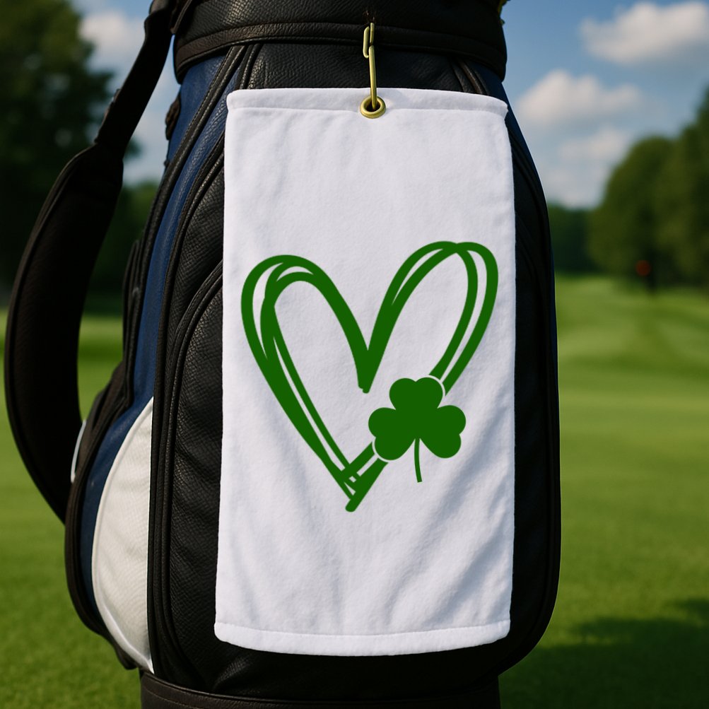 St Patrick's Day Clover Heart Golf Towel