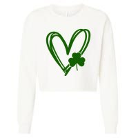 St Patrick's Day Clover Heart Cropped Pullover Crew
