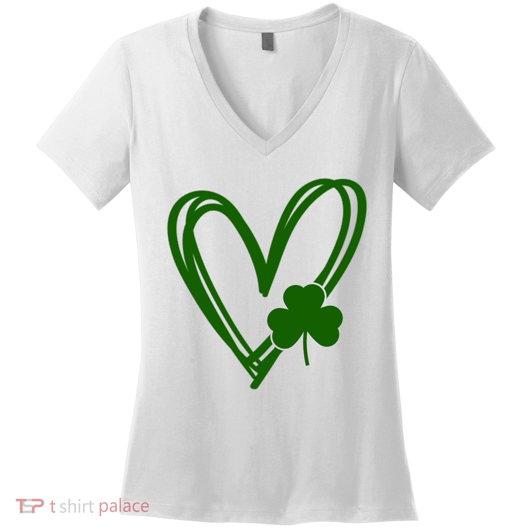 St Patrick's Day Clover Heart Women's V-Neck T-Shirt