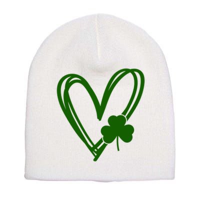 St Patrick's Day Clover Heart Short Acrylic Beanie