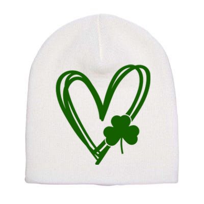 St Patrick's Day Clover Heart Short Acrylic Beanie