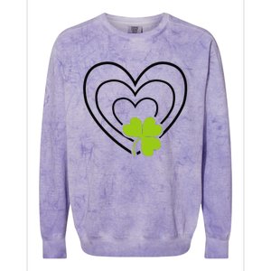 Saint Patrick's Day Green Heart Lucky Charm Paddy's Day Cute Colorblast Crewneck Sweatshirt