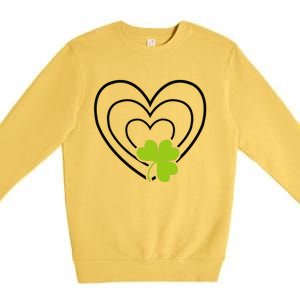 Saint Patrick's Day Green Heart Lucky Charm Paddy's Day Cute Premium Crewneck Sweatshirt