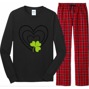 Saint Patrick's Day Green Heart Lucky Charm Paddy's Day Cute Long Sleeve Pajama Set