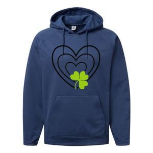 Saint Patrick's Day Green Heart Lucky Charm Paddy's Day Cute Performance Fleece Hoodie