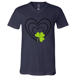 Saint Patrick's Day Green Heart Lucky Charm Paddy's Day Cute V-Neck T-Shirt