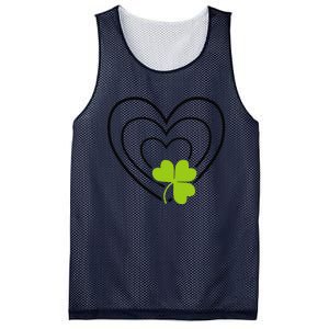 Saint Patrick's Day Green Heart Lucky Charm Paddy's Day Cute Mesh Reversible Basketball Jersey Tank